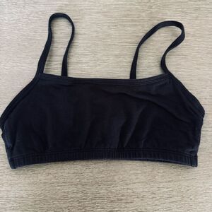 Fruit of the Loom Black Cotton Spandex T-Shirt Sports Bra XS 32